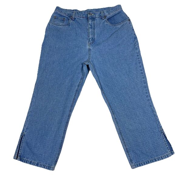 VTG Bill Blass Women’s 14 Capri Jeans Cotton Light Wash High Rise Slit Hem - Picture 1 of 16